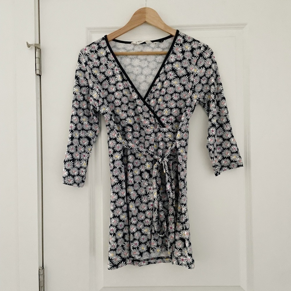 Seasalt Cornwall Organic Cotton Faux Wrap Surplice Neya Tunic Top Floral